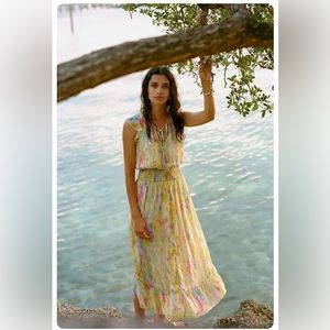 Anthropologie watercolor maxi dress size 2